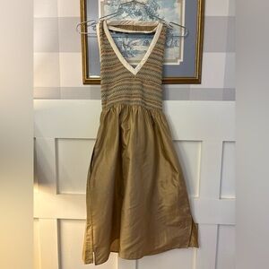 Vintage Cynthia Rowley Silk Tan and White Halter Dress Size 0